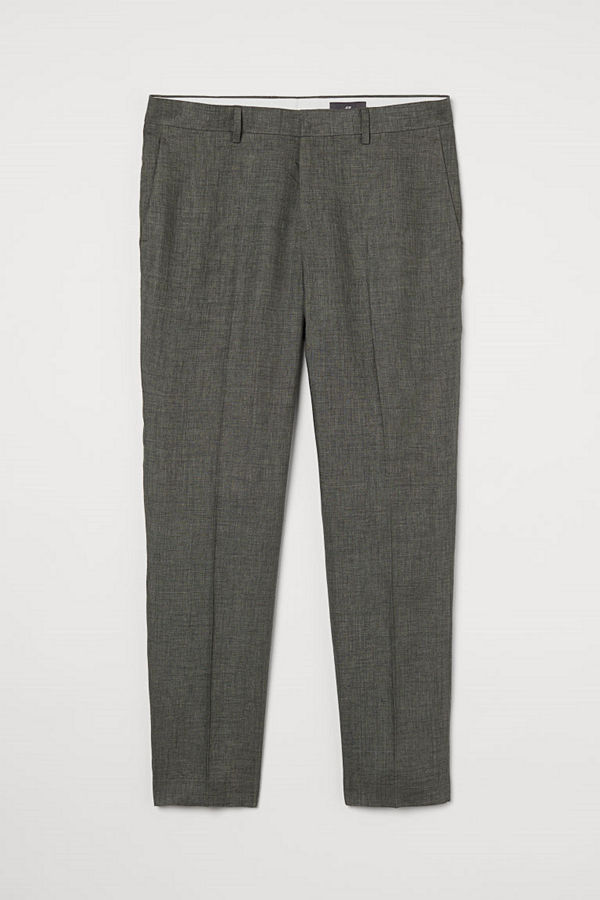 H&M Kostymbyxa i linne Slim Fit grön