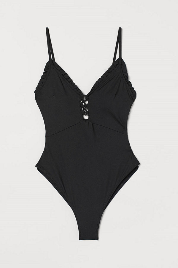 H&M Baddräkt High leg svart