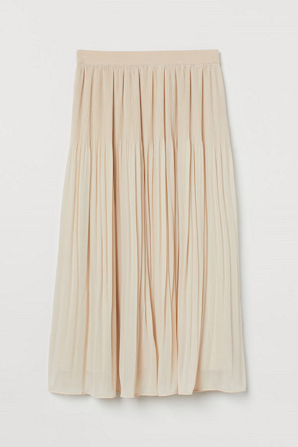 H&M Plisserad kjol beige