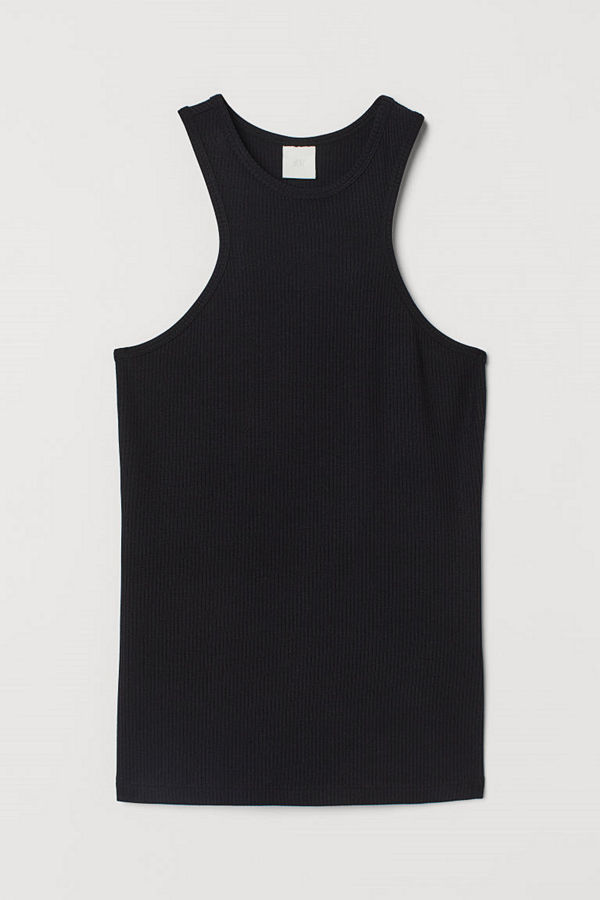 H&M Ribbad tanktop i modal svart
