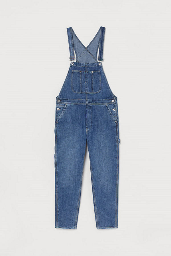 H&M Hängselbyxa i denim blå