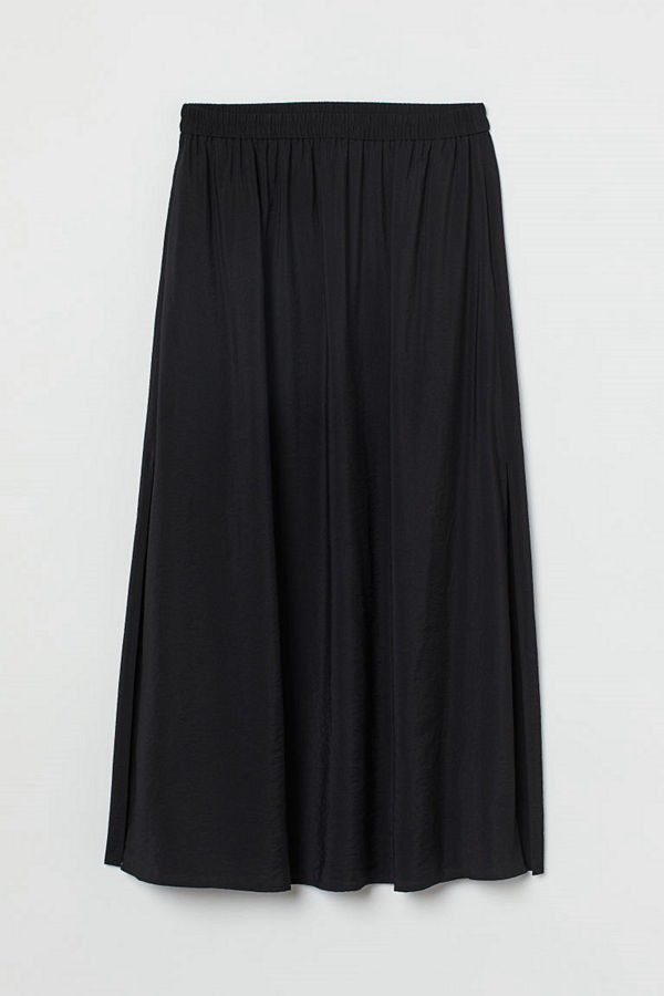 H&M Lång kjol med slits svart