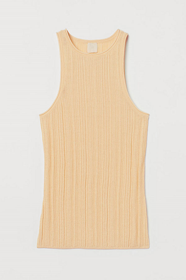 H&M Ribbad tanktop gul