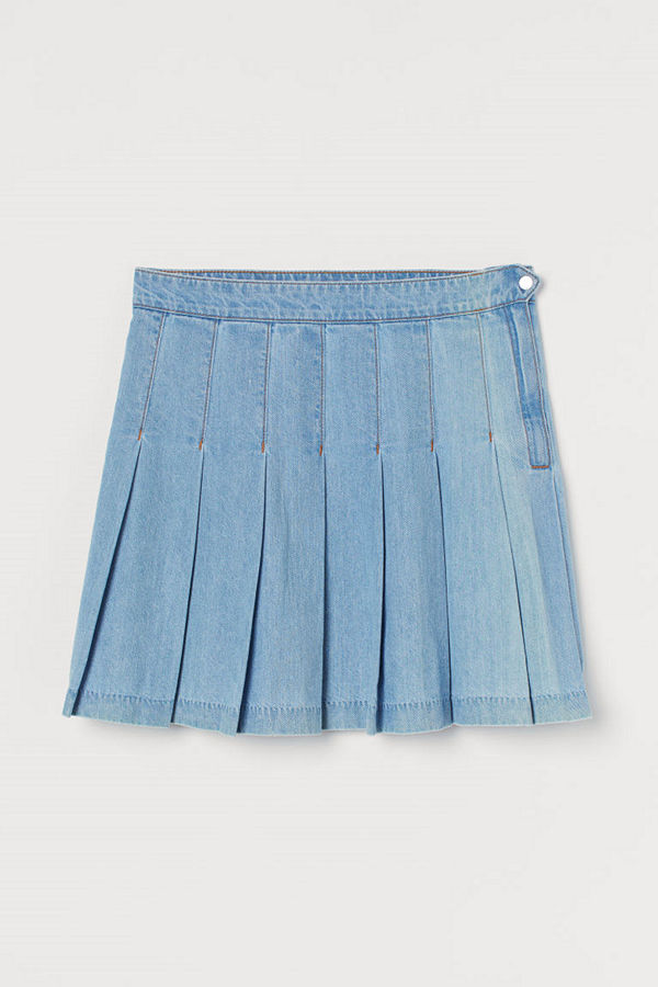 H&M Veckad denimkjol blå