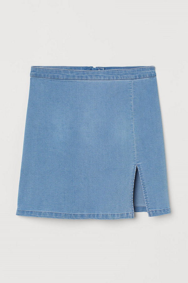 H&M Jeanskjol med slits blå