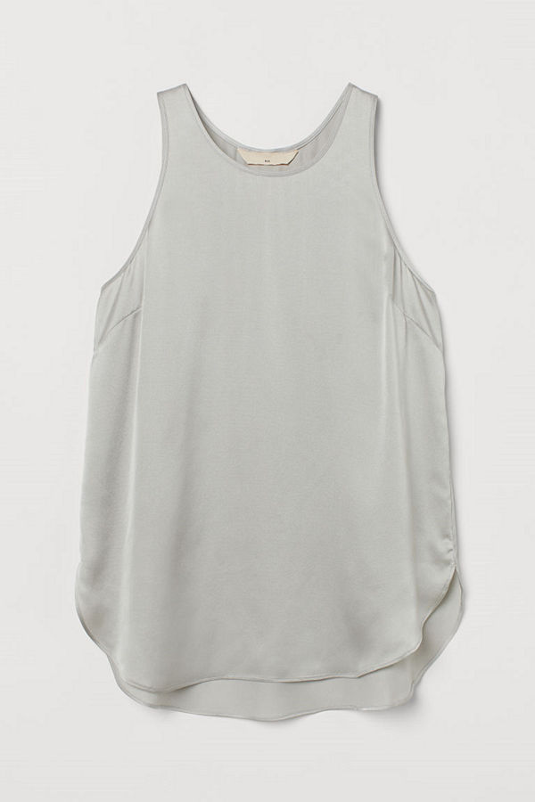 H&M Topp i crêppat siden silver