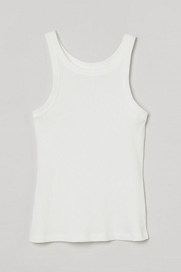 H&M Ribbad tanktop vit