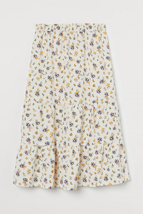 H&M Kjol med slits vit