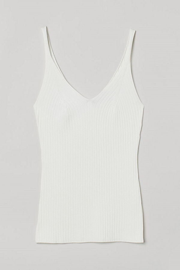 H&M Ribbat linne vit