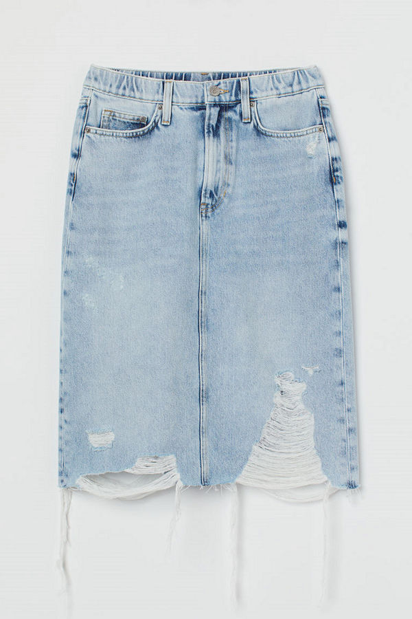 H&M Trashed Jeanskjol blå