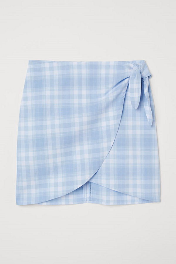 H&M Kort kjol med knytband blå