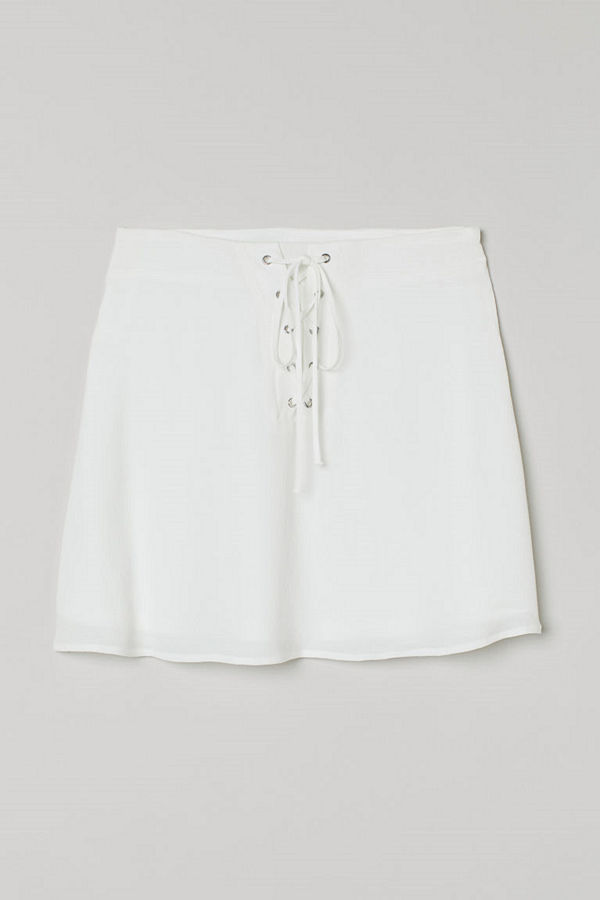 H&M Crêppad kjol vit