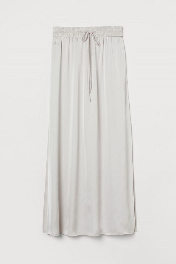 H&M Ankellång satinkjol beige