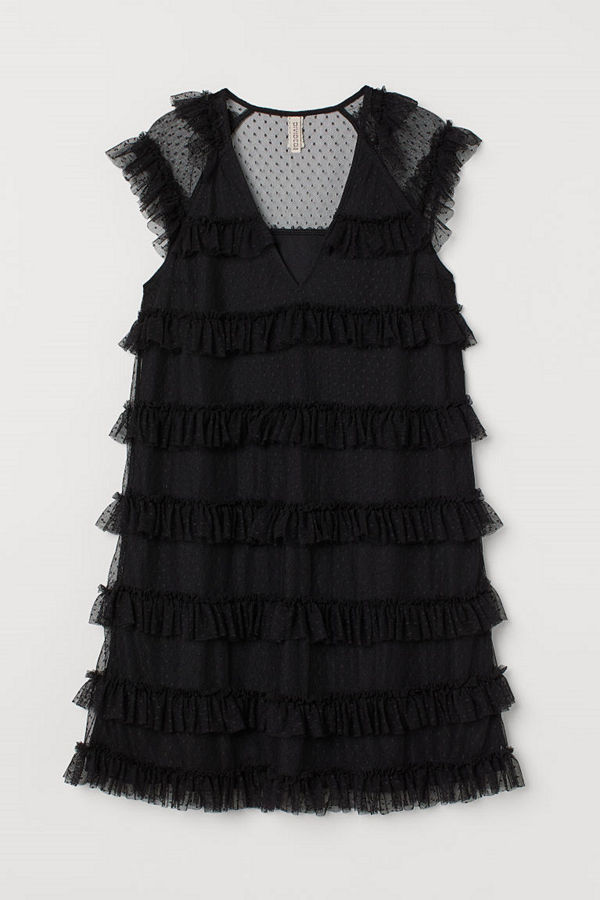 H&M Volangklänning i tyll svart