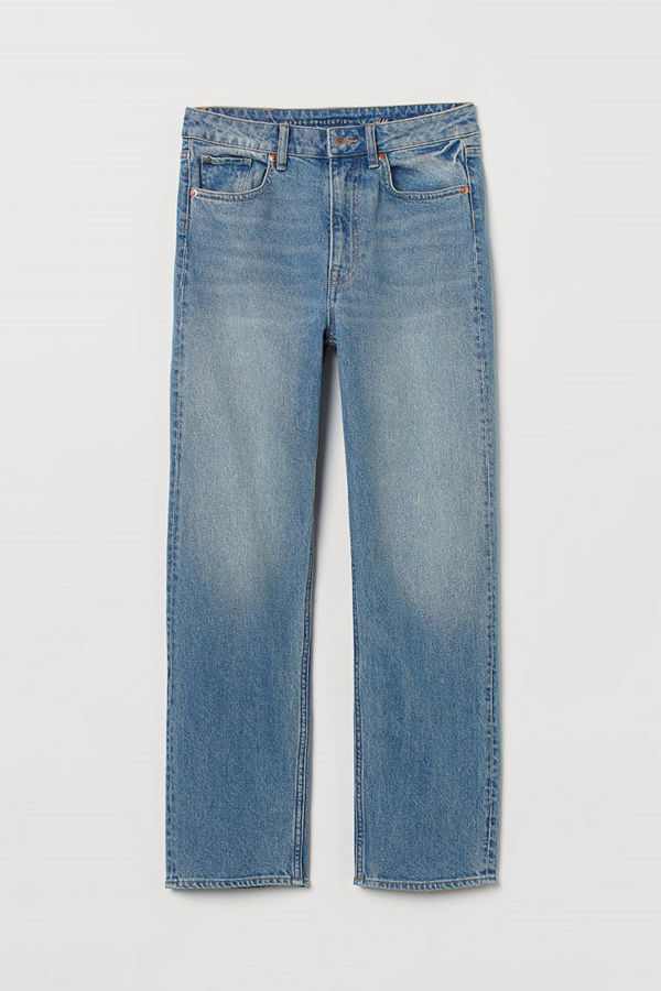 H&M Straight High Ankle Jeans blå