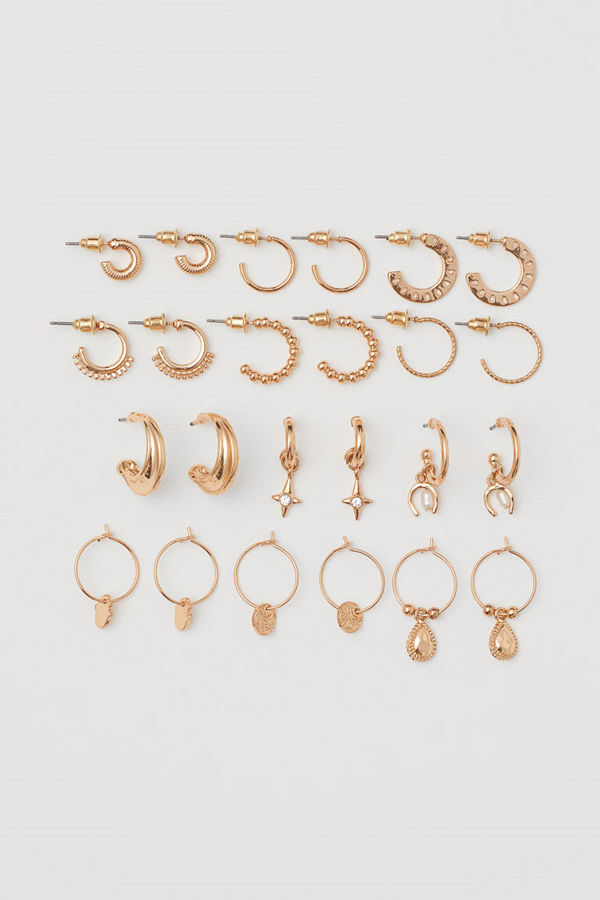 H&M 12-pack örhängen guld