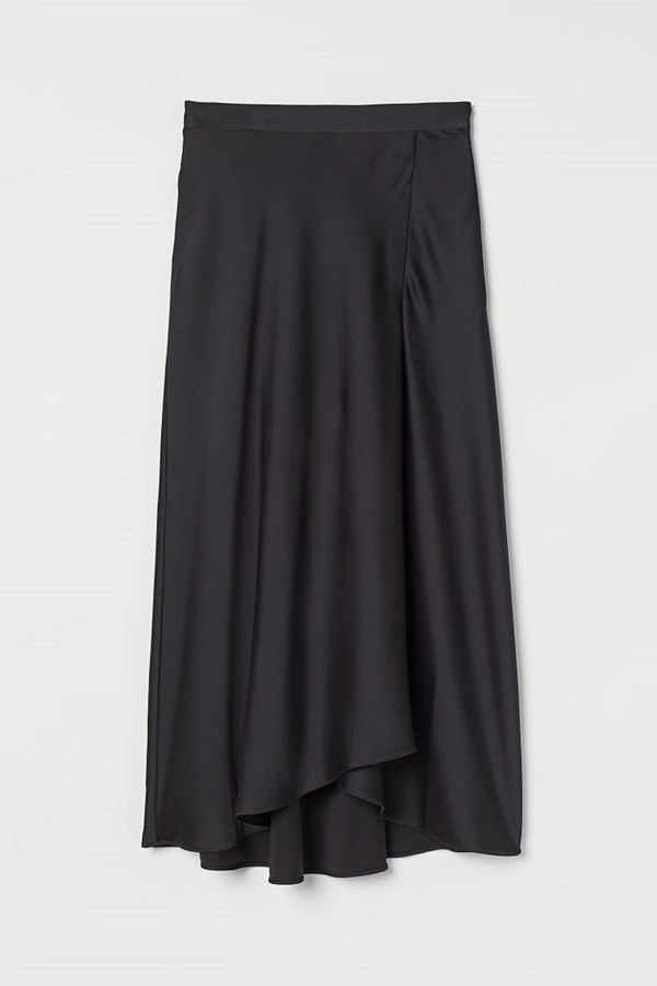 H&M Vadlång satinkjol grå