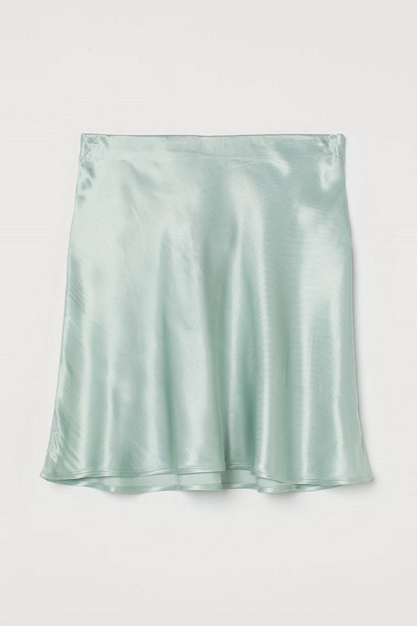 H&M Kort satinkjol turkos