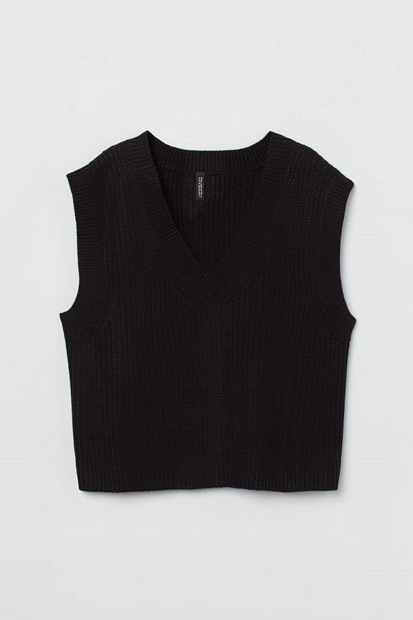 H&M Stickad slipover svart