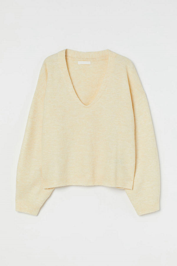 H&M Stickad tröja gul