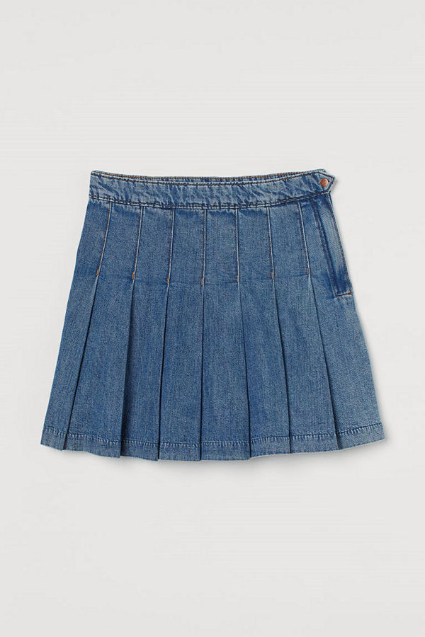H&M Veckad denimkjol blå
