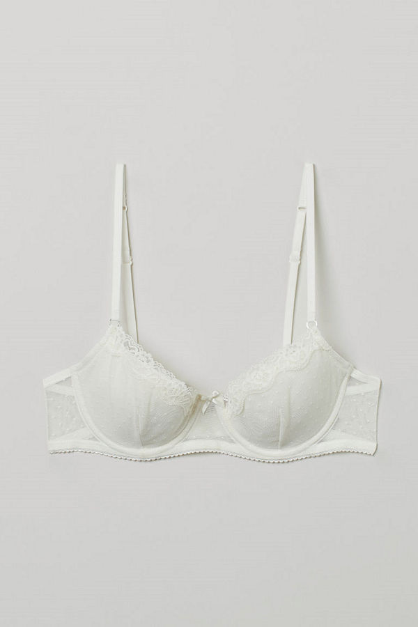 H&M Vadderad bygel-bh i mesh vit