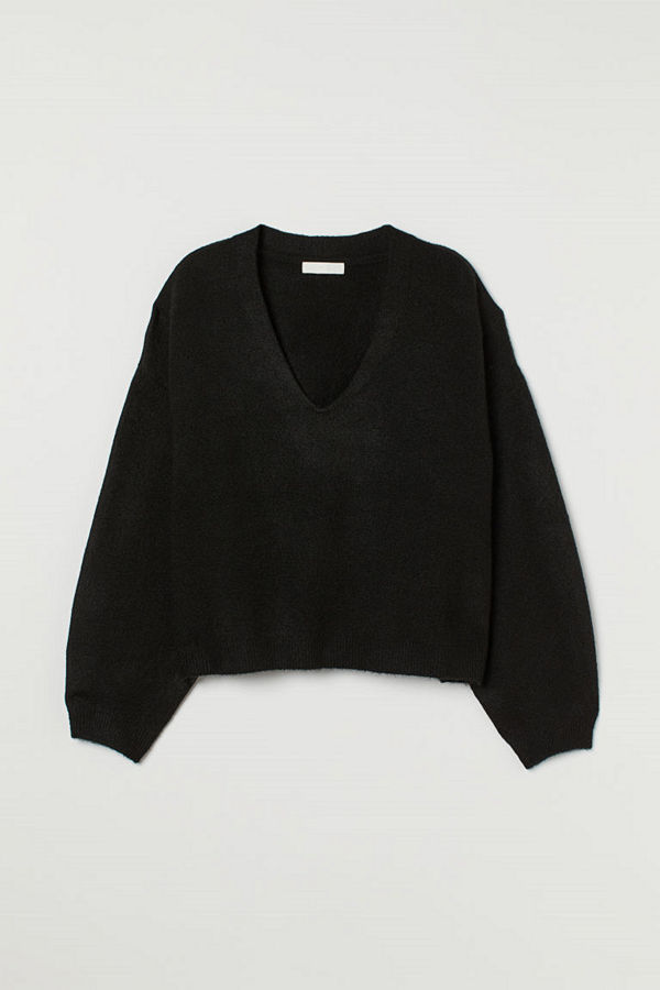 H&M Stickad tröja svart