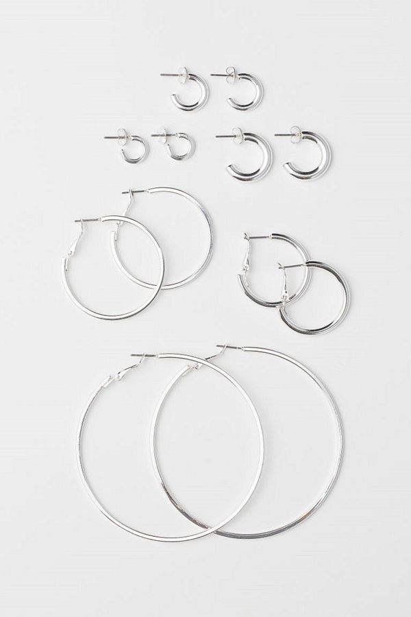 H&M 6 par runda örhängen silver