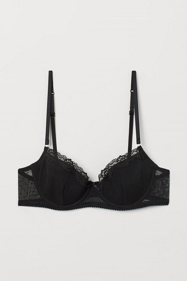 H&M Vadderad bygel-bh i mesh svart