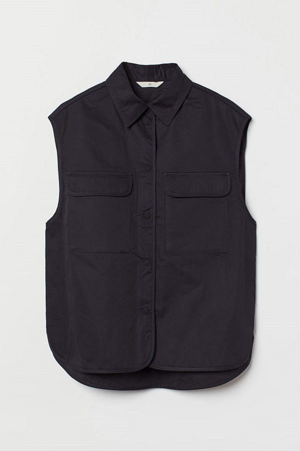 H&M Quiltad väst svart