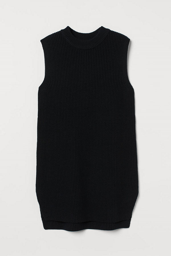 H&M Ribbstickad slipover svart
