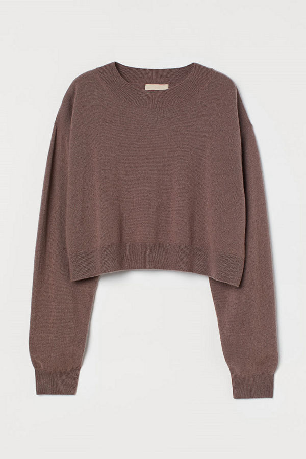 H&M Stickad tröja i kashmir lila