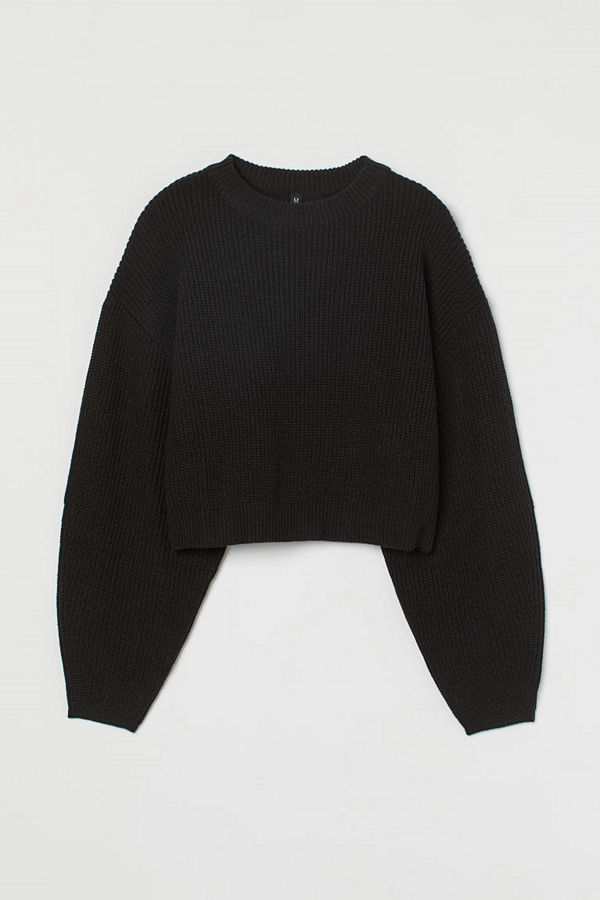 H&M Ribbstickad tröja svart