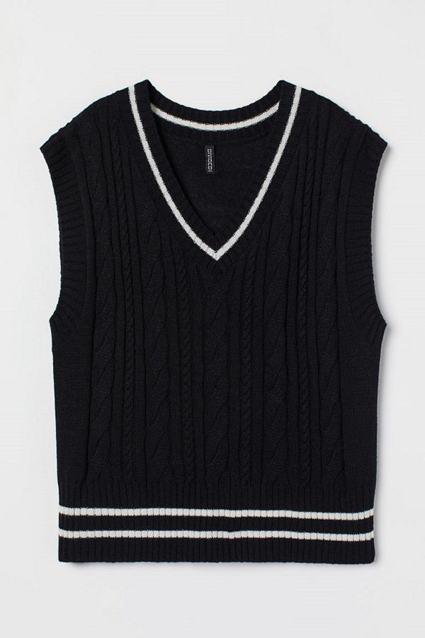 H&M Kabelstickad slipover svart