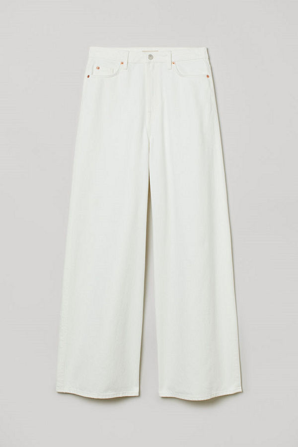 H&M Wide High Jeans vit
