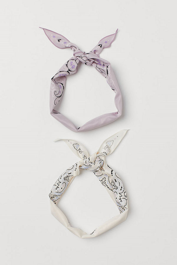 H&M 2-pack scarf/hårband lila