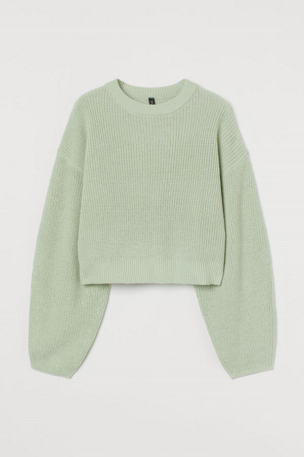 H&M Ribbstickad tröja grön