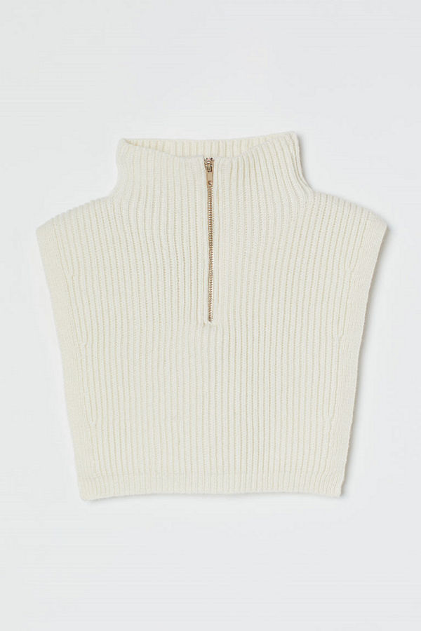 H&M Stickad krage med dragkedja vit