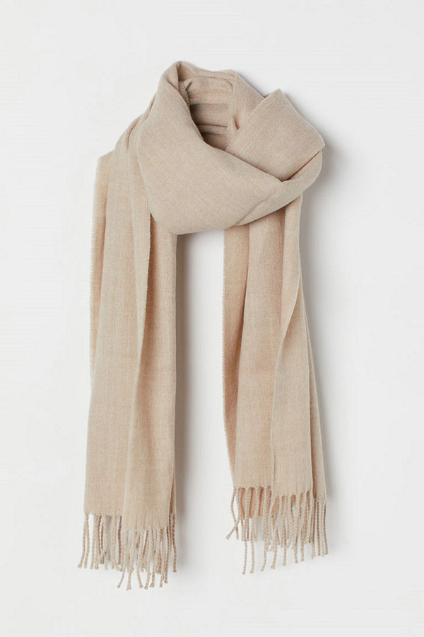 H&M Halsduk med fransar beige