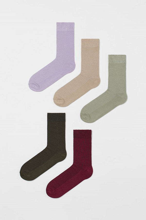 H&M 5-pack ribbade strumpor brun