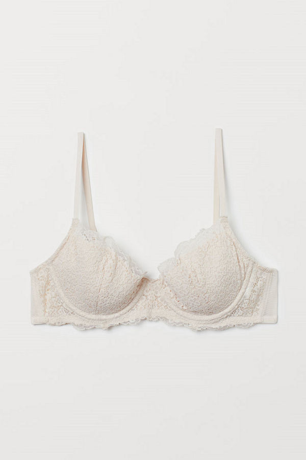 H&M Vadderad bygel-bh i spets beige