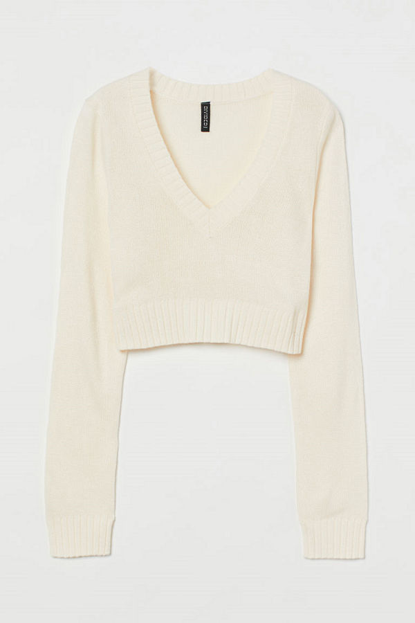 H&M Stickad tröja vit