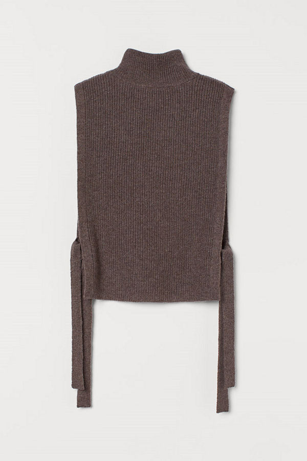 H&M Ribbstickad slipover i ull beige
