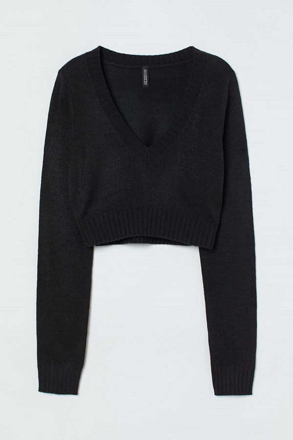 H&M Stickad tröja svart