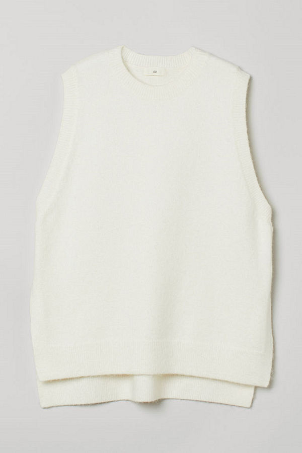 H&M Stickad slipover vit