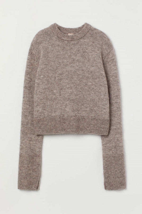H&M Stickad tröja i mohairmix brun