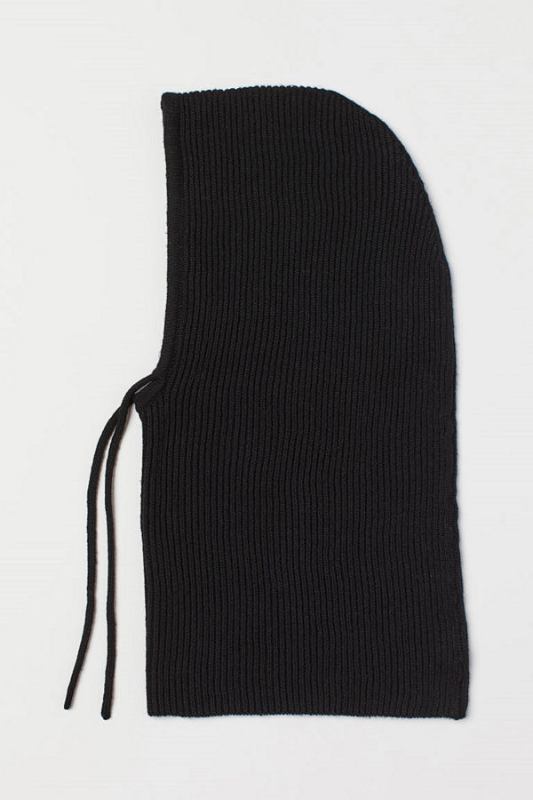 H&M Stickad huva svart
