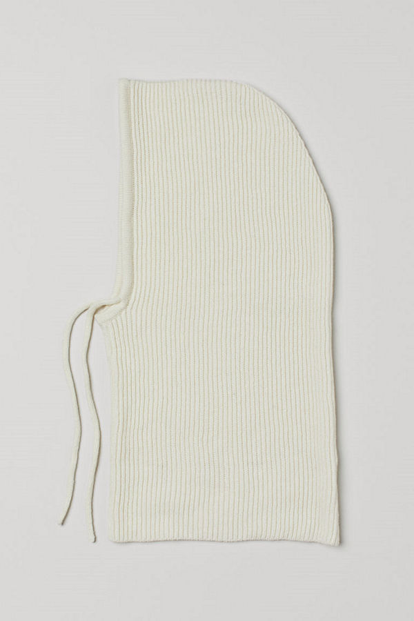 H&M Stickad huva vit
