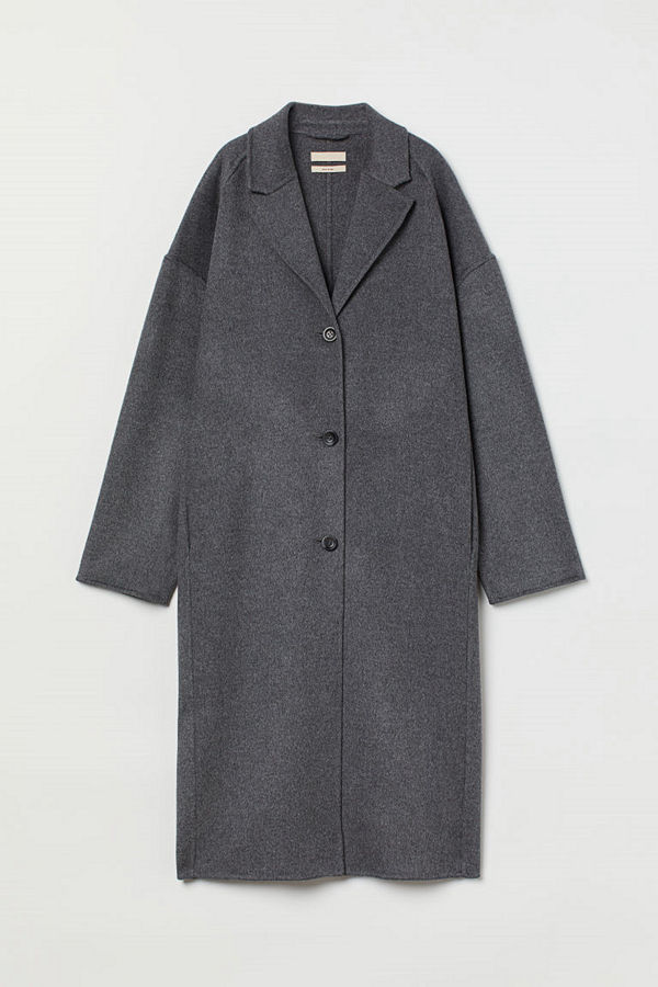 H&M Oversized kappa i ullmix grå