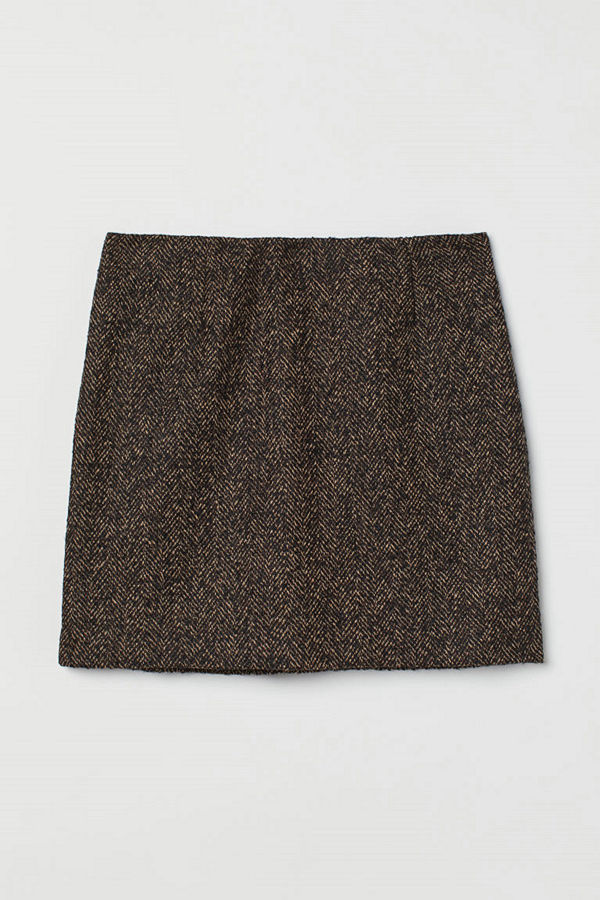 H&M Strukturvävd kjol brun